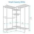 thumbnail image 3 of VIPEK L6 L Shape Clothing Rack 5-Tier Wire Garment Rack, 42" L x 42" W x 76.4" H, Max Load 850LBS, White, 3 of 8