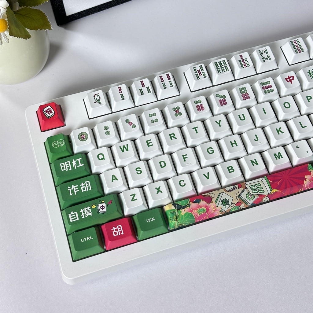 125 Key Original Profile Mahjong Theme Keycaps Set Dye Sublimation for Clear and Durability For Mechanical Keyboards