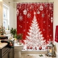 thumbnail image 4 of Bedliving Christmas Shower Curtain for Bathroom, Red White Xmas Trees Ball Ornaments Snowflakes, Waterproof Fabric, 12 Hooks, 72"x72", 4 of 9