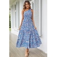thumbnail image 2 of Vestido Maxi Floral Azul PRETTYGARDEN para Mujer con Nudo y Hombro Descubierto Talla M, 2 of 8
