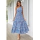thumbnail image 2 of Vestido Maxi Floral Azul PRETTYGARDEN para Mujer con Nudo y Hombro Descubierto Talla M, 2 of 8