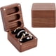 thumbnail image 1 of Caja de madera maciza para anillos, con 3 ranuras, cierres y terciopelo negro en el interior, rectangular, de madera maciza., 1 of 6