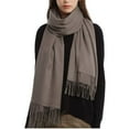 thumbnail image 3 of ZQUUVOU Women's Scarf Shawl Long Shawl Winter Warm Large Tassel Scarf Pashmina Shawl Wraps for Wedding Evening Dress Shawl Khaki, 3 of 4