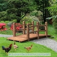 thumbnail image 3 of Costway 5' Wooden Bridge Stained Finish Decorative Solid Wood Garden Pond Arch Walkway, 3 of 10