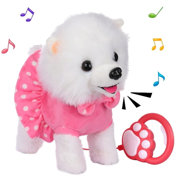 Easter Gifts for Kids, Interactive Dog Toys, Electronic Singing Walking and Barking Plush Puppy Dog with Remote Control Leash for Kids Toddler Gifts Birthday Girls Boys, Pink