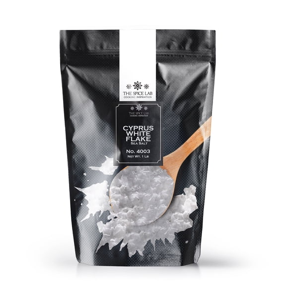 The Spice Lab Cyprus White Flake Kosher Salt - 1 Pound Bag - Perfect Flaky Sea Salt for Baking and Cooking - Gourmet Organic All Natural Coarse Sea Salt as a Finishing Garnish