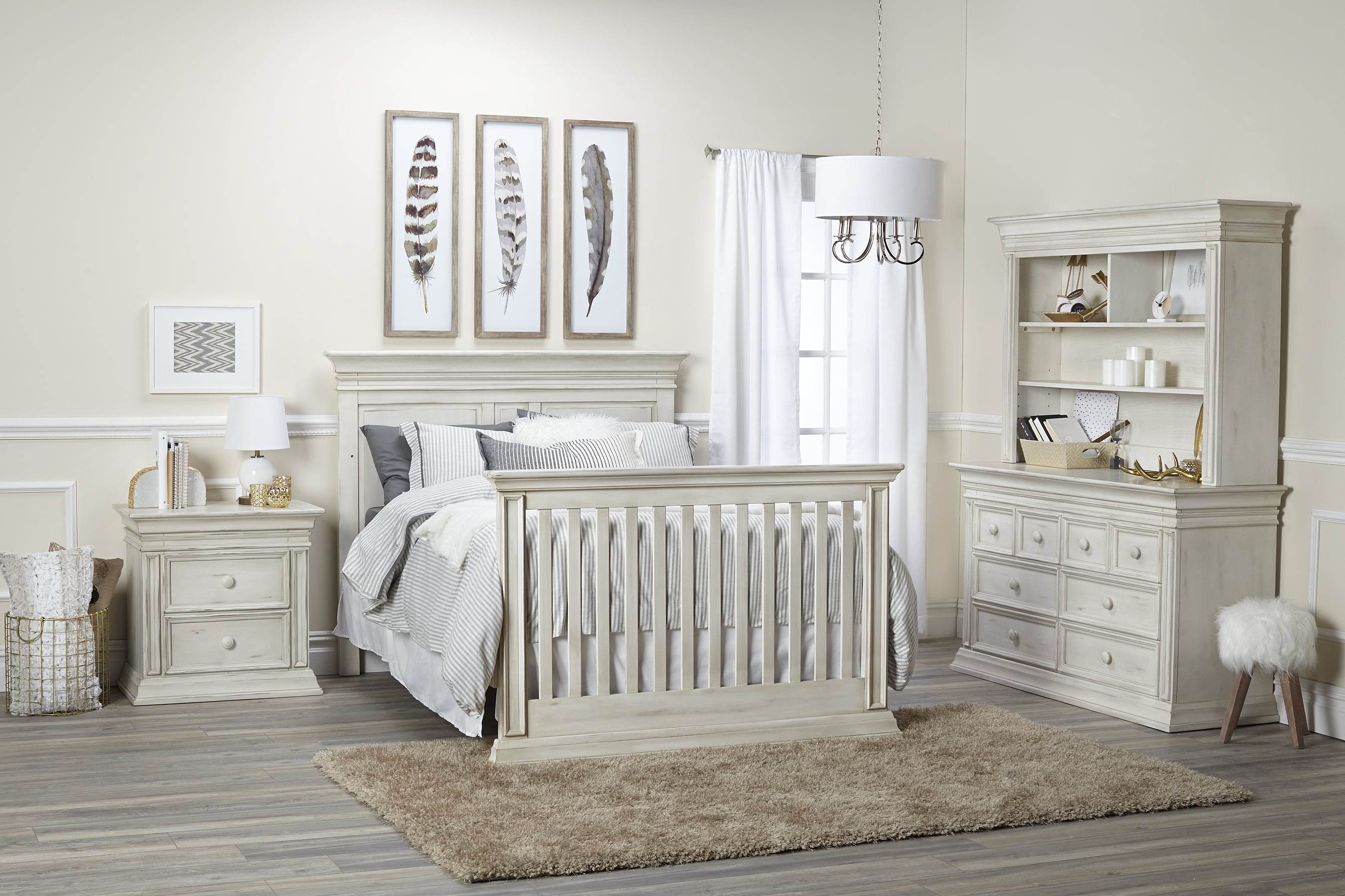 Baby Cache Vienna 4-in-1 Convertible Crib Antique White