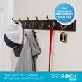 thumbnail image 4 of Birdrock Home Hook Coat And Hat Rack - 6 Dual Hanging Coat Hooks For Wall Mount - Decorative Storage For Entryway Foyer Hallway Bathroom & Bedroom - 27"" Dark Brown W/Oil Rubbed Bronze Hooks - 2 Pack, 4 of 4