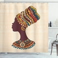 thumbnail image 1 of Ambesonne Tribal Shower Curtain, Woman, 69"Wx75"L, Cream and Brown, 1 of 3