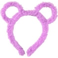 thumbnail image 5 of Women's Plush Headband with Cute Bear Ears - Candy Color Winter Hair Hoop for Makeup and Parties, Winter Thick Plush Headband Round Bear Ears Makeup Hair Hoop Bandana Purple, 5 of 6