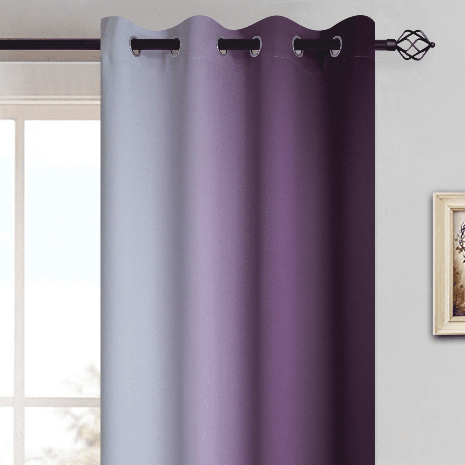 Yakamok Purple Curtain for Bedroom/Living Room Blackout,Ombre Curtains Grommet Light Blocking Room Darkening Window Drapes 2 Panels,52x84 inches