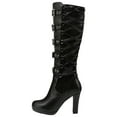 thumbnail image 4 of Knee High Riding Combat Boots for Women Gothic Lace Leather Platform Stiletto High Heels Tall Dress Boots Black, 4 of 5