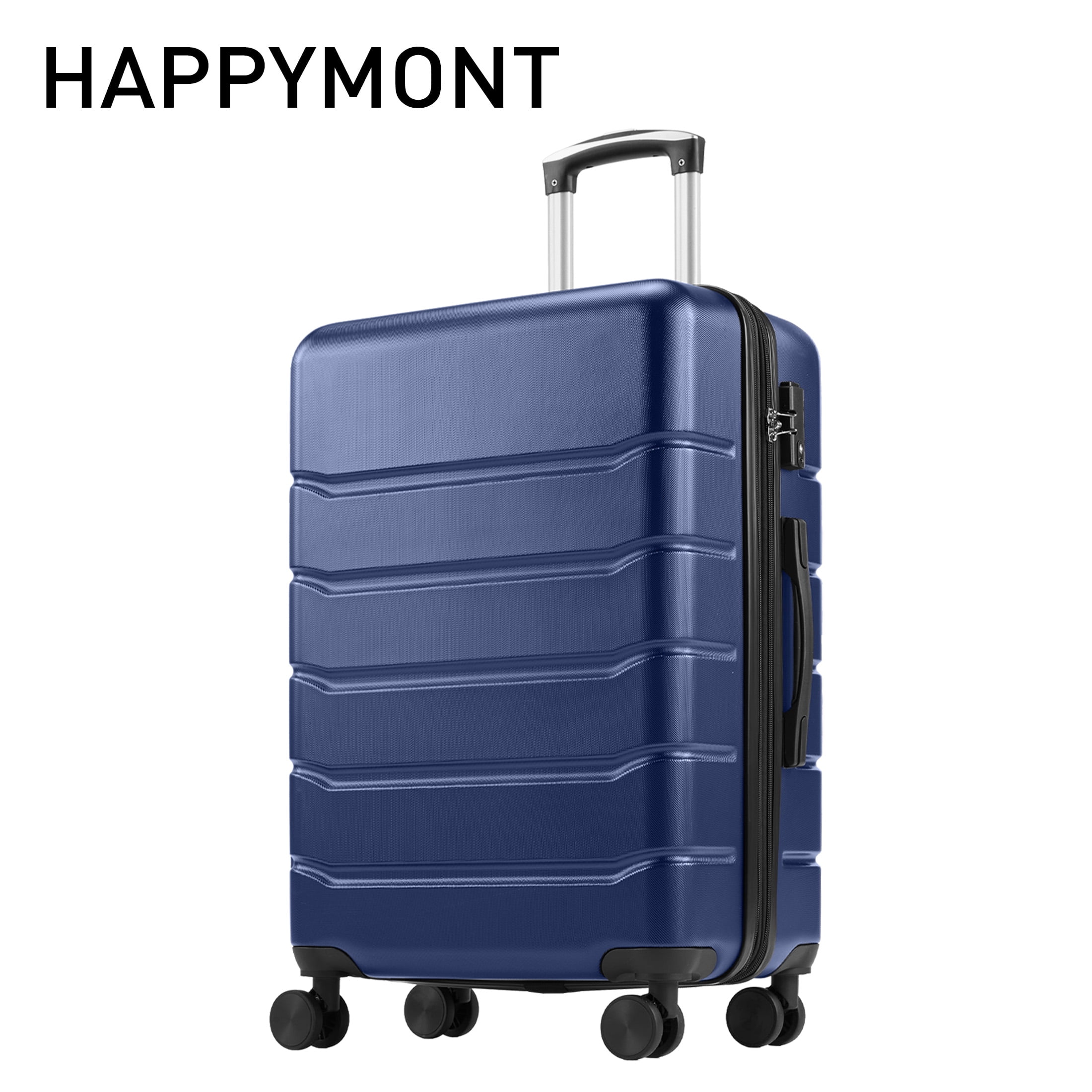 HAPPYMONT 24" Expandable Hardside Spinner Luggage w/TSA Lock - Lightweight Medium Checked Suitcase, Blue