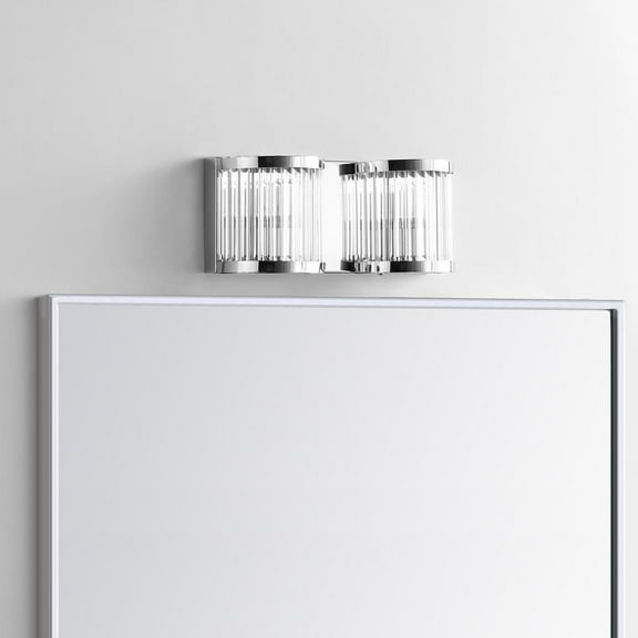 Safavieh Karter Modern Glam Two Light Wall Sconce, Chrome/Clear