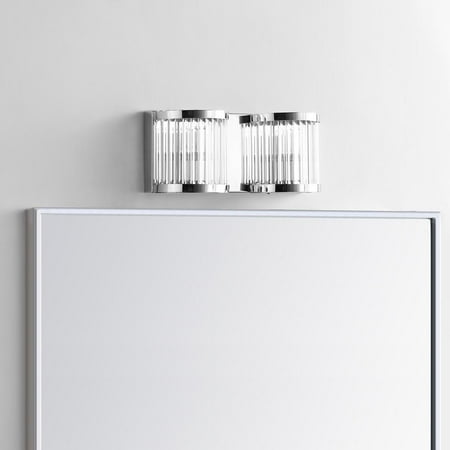 Safavieh Karter Modern Glam Two Light Wall Sconce, Chrome/Clear