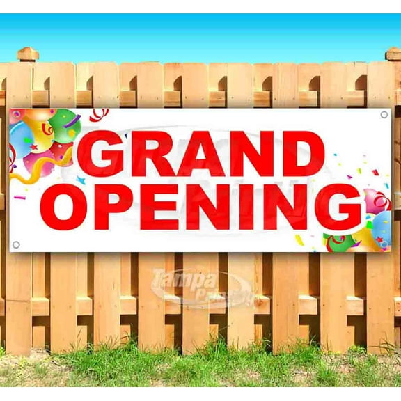Grand Opening 13 oz Vinyl Banner With Metal Grommets