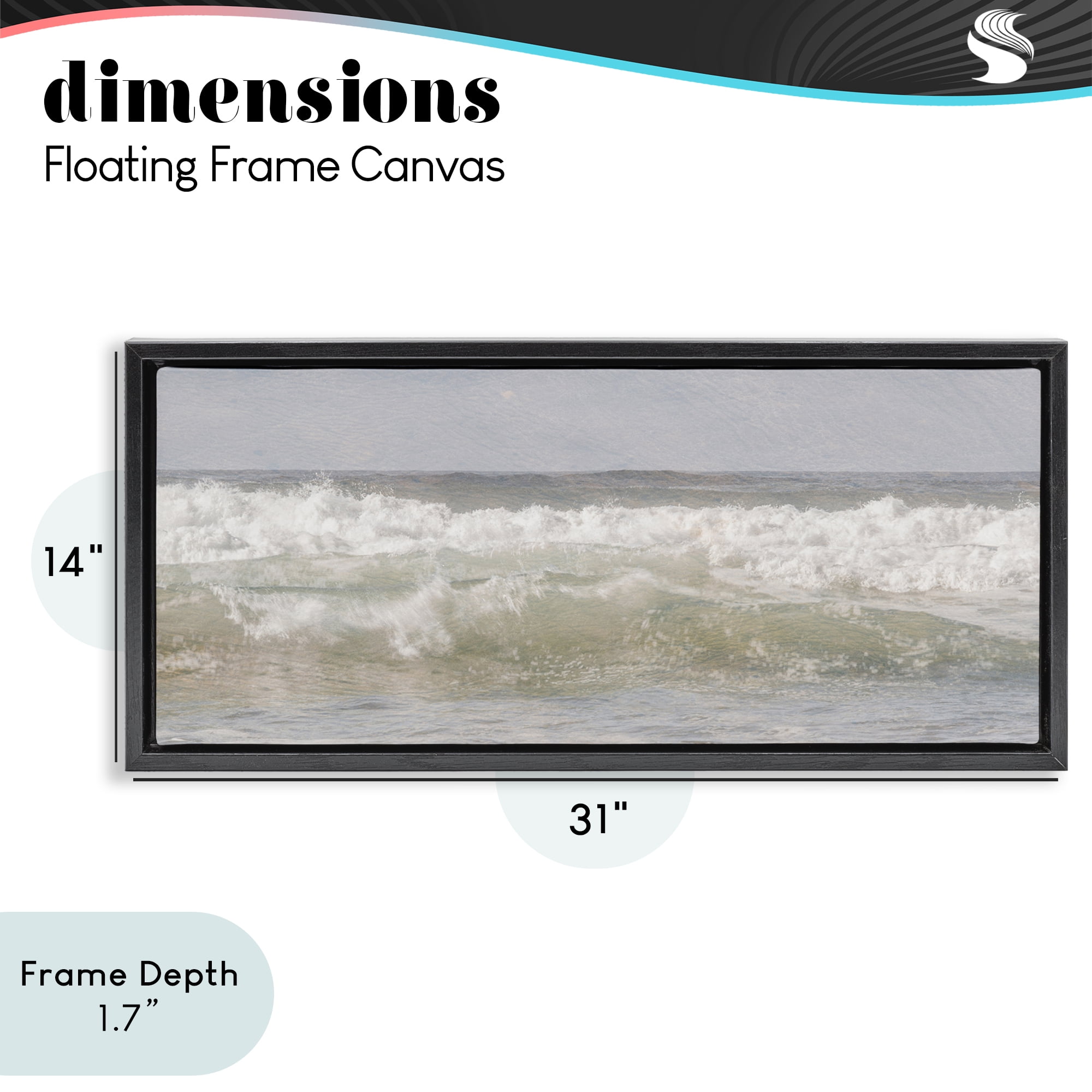 Stupell Industries Panoramic Breaking Waves Black Framed Floater Canvas Wall Art, design by Melissa McClain