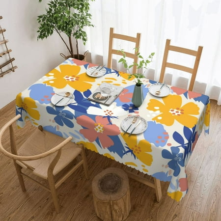 

XMXT Polyester Rectangle Tablecloth Simplified Floral Print Waterproof Table Cloth Home Dinner Decor Table Cover for Holiday Party 54 x 72 inches