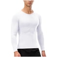thumbnail image 1 of Lovzfmll Haut de Compression à Manches Longues Couleur Unie Mode Décontractée pour Hommes, Couche de Base Haute Élasticité pour Course et Gym Blanc, G, 1 of 6