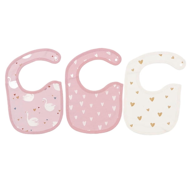 3pcs Baby Drooler Bibs Cotton Absorbent Bibs Cute Cartoon Animal Bibs with Snap Closure Type C