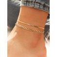 thumbnail image 2 of Silvora Gold Plated Layered Anklets for Women Stackable Flat Snakle and Cuban Link Chain Ankle Bracelet Set Adjustable Foot Chain Summer Beach Jewelry Gifts for Granddaughter Christmas, 2 of 6