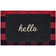 thumbnail image 1 of Buffalo Plaid Rug Black Red Cotton Checkered Doormat with Hello Mat, Plaid Area Rug Entry Way Porch Mat, 1 of 1