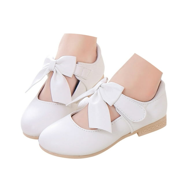 Leozcaa Chaussures d'École pour Filles Chaussures Mary Jane d'Uniforme Chaussures de Robe Nœud Détachable Ballerines Épaisses Mariage