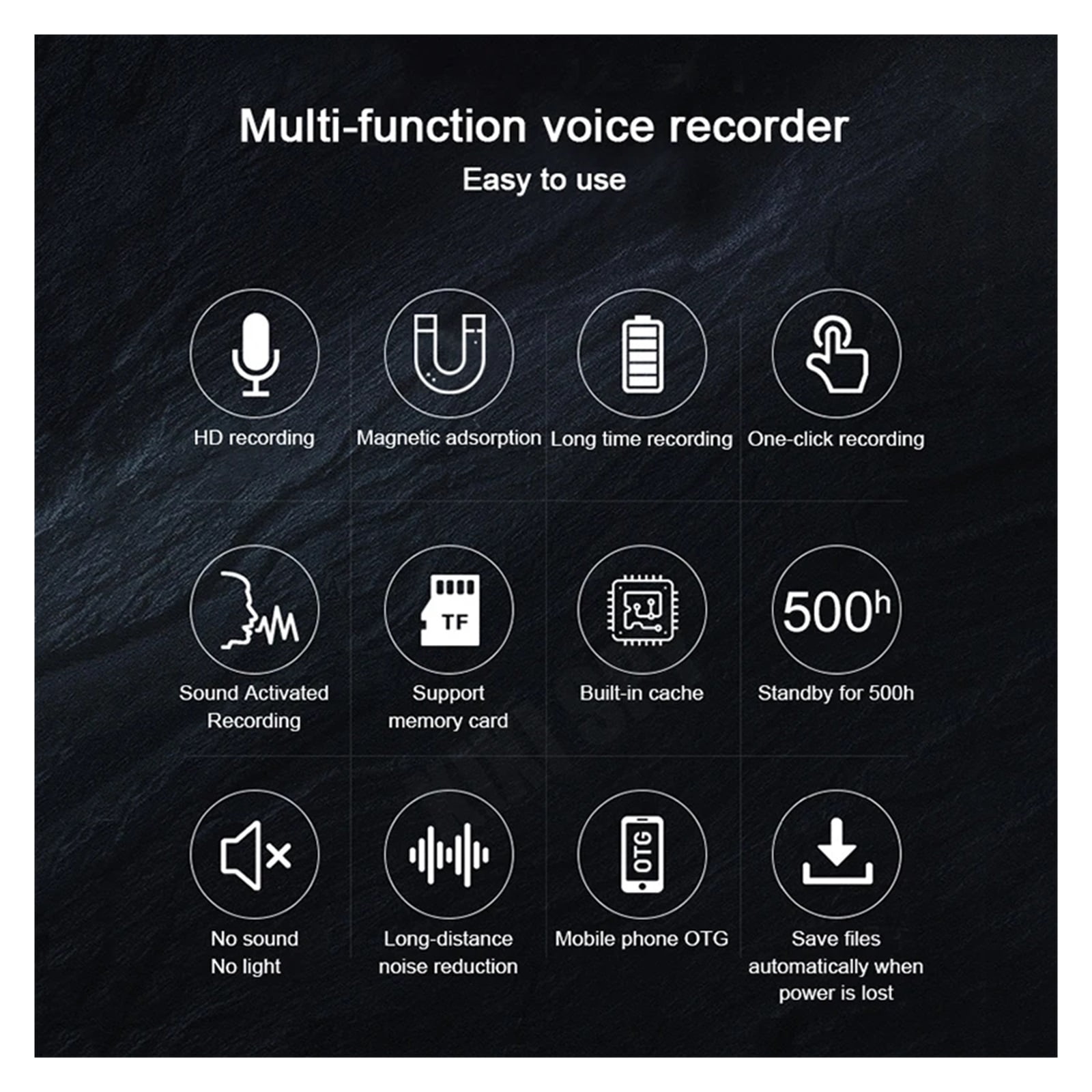 Mini Voice Activated Recorder 500hours Digital Recording Device Professional Sound Dictaphone ,Powerful Feature