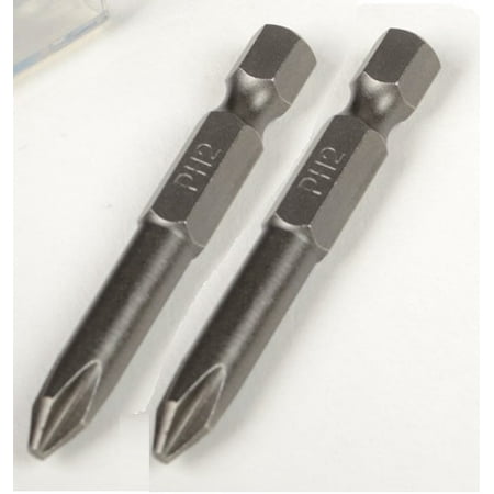 

5pc 2 PH2 Phillips Heavy Duty Hardened S2 Tool Steel Insert Bits 1/4 Hex Shank