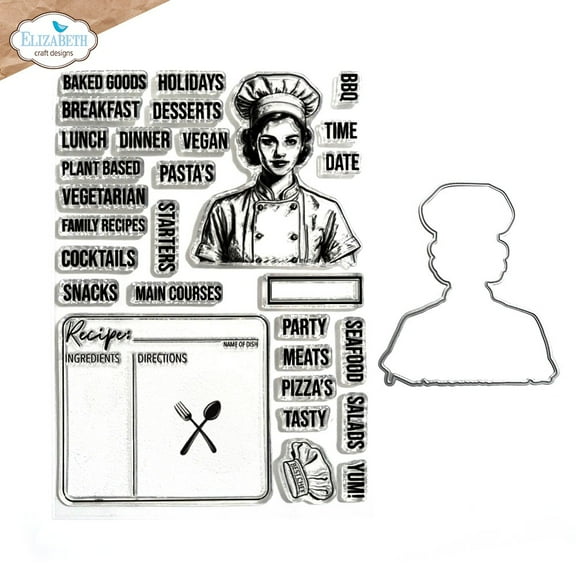 Elizabeth Craft Stamp And Die Set-Let's Cook