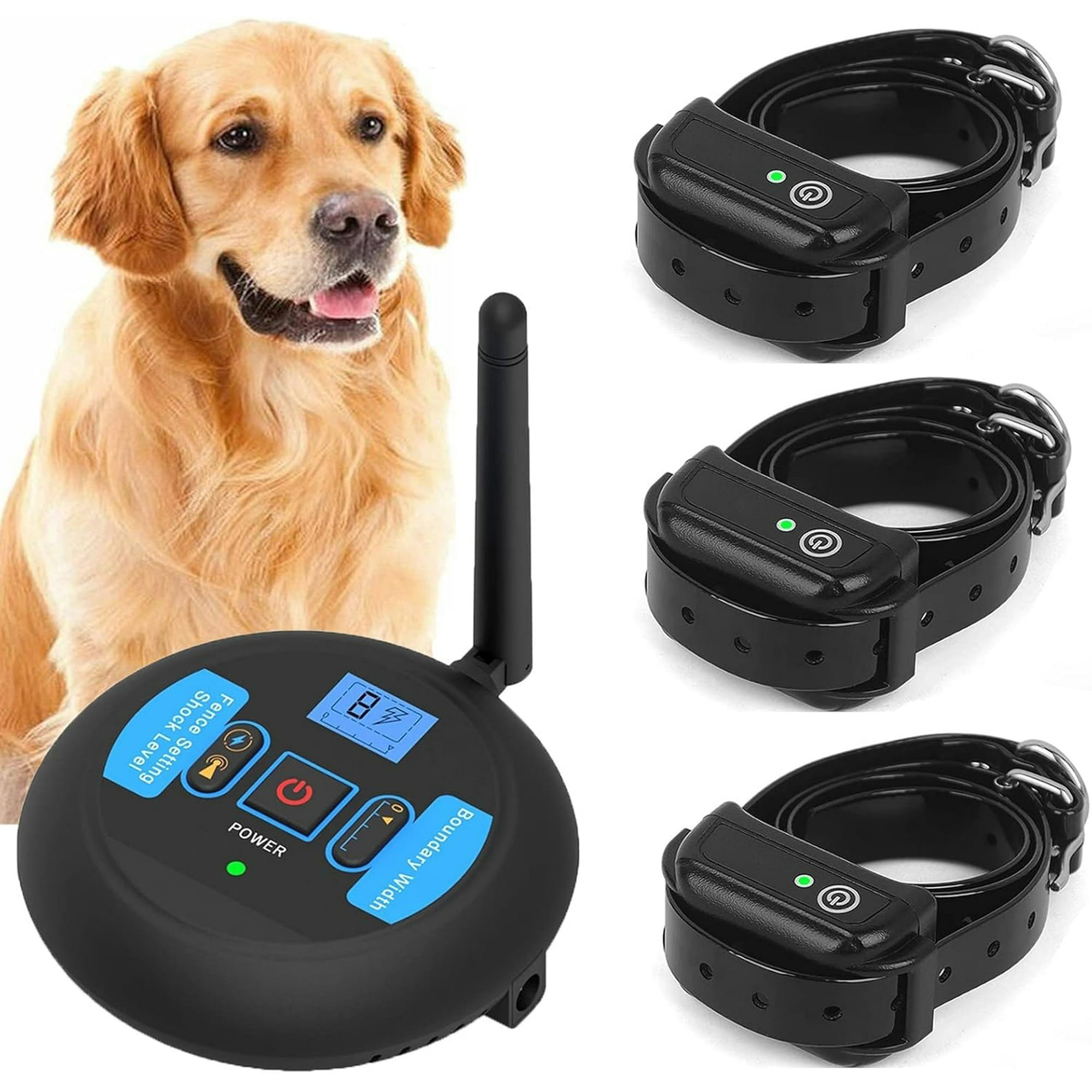 Wireless Dog Fence Electric Training Collar Safe Effective Vibrate Shock Dog Fence Adjustable Range Pets Containment System Boundary Container