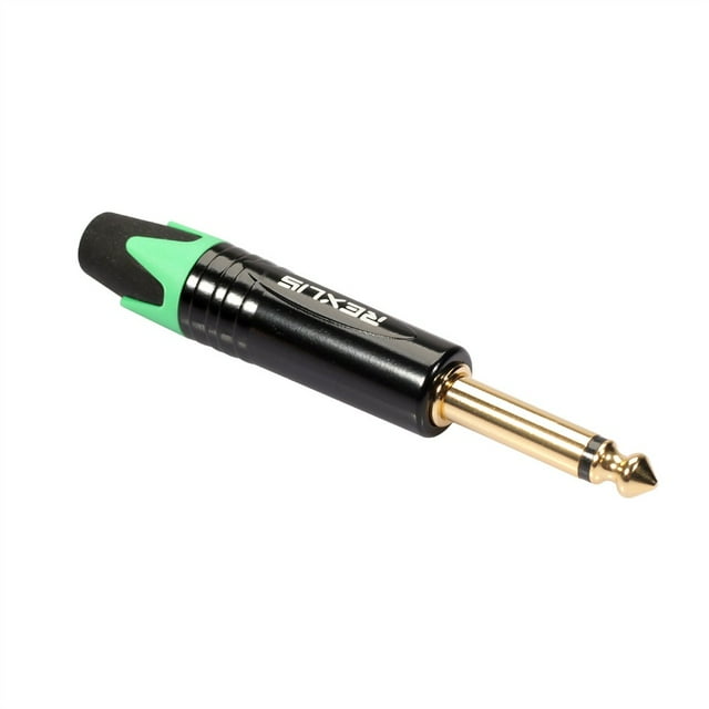 GLFILL Mono 6.35MM Jack Male Plug 1/4 Inch Microphone Plug Audio Cable Connector Brass Audio Jacks Guitar Audio Cable Green