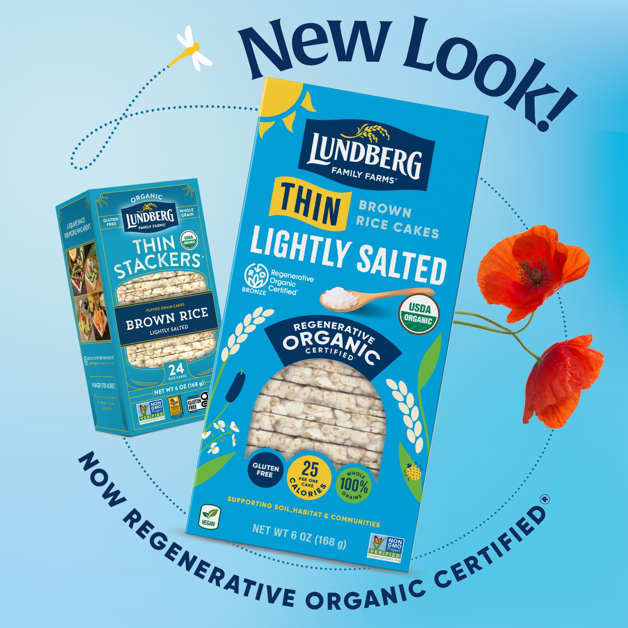 Lundberg, Organic, Lightly Salted, Thin Brown Rice Cakes, 6 oz Paperboard Box
