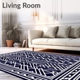 thumbnail image 2 of ODIKA 4'x6' Machine Washable Non-Slip Area Rug, Lattice Grid Crosshatch Interlocking Framework High Traffic Rug with Pad, Blue, 534726, 2 of 8