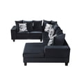 thumbnail image 4 of EUROCO 110" Modern U Shape Sectional Sofa Couch, Velvet Corner Couch with 4 Pillows, Indoor Furniture for Living Room, Apartment, Office, Black, 4 of 10