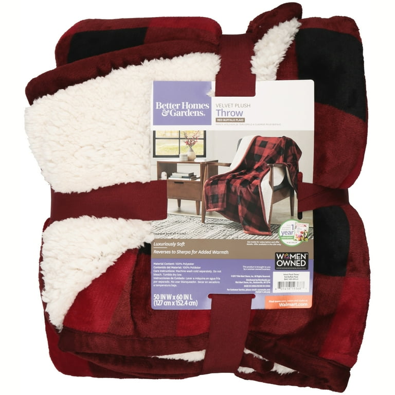 Better Homes Gardens Velvet Plush Reverse to Sherpa Throw Blanket 1 Each Walmart