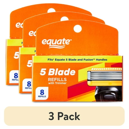 (3 pack) Equate Men s 5 Blade Refills Cartridges Fit Equate 5 Blade & Gillette® Fusion® Handles (8 Count) (3 pack) Equate Men s 5 Blade Refills Cartridges Fit Equate 5 Blade & Gillette® Fusion® Handles (8 Count)