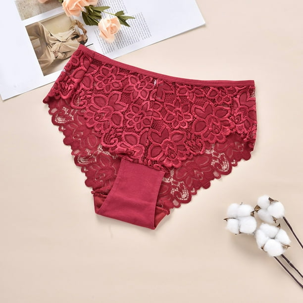 Gibobby Braguita cintura alta Ropa interior de mujer Bragas de encaje sexy Estiramiento Hipster Calzoncillos Ropa interior Senora Ropa interior Rojo XXL Walmart en linea