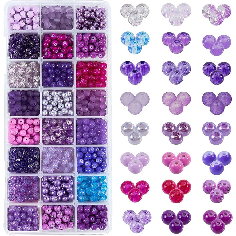 VIVP Violet Assorted Beads for Jewelry Making Mix Crystal Glass Round Beads  Acrylic Natural Stone Beads Pearl Beads Pony Beads Spacer Beads for DIY
