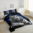 thumbnail image 3 of Manfei Wild Tiger Pattern Queen Comforter Set,Rustic Farmhouse Cabin Bedding Sets,Blue Gray Bedding Comforter Set For Boys Kids,Super Cozy Room Decor Reversible,3pcs, 3 of 8