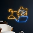thumbnail image 2 of Handmadetneonsign Lazy Cat Led Sign, Cat Led Light, Glasses Cat Neon Sign, Cat Laptop Neon Light, 2 of 5