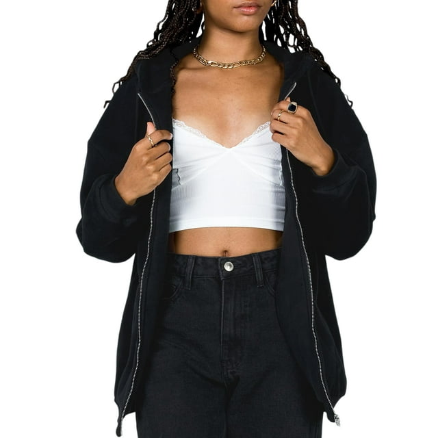 Kmbangi Women Loose Style Coat, Solid Color Zipper Open Front Hooded Jacket