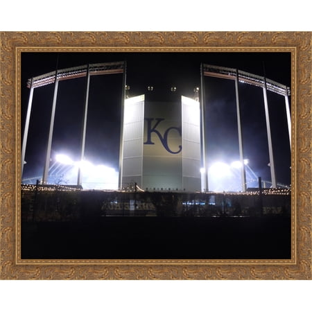 Kauffman Stadium 36×28 Large Gold Ornate Wood Framed Canvas Art – Home of the Kansas City Royals