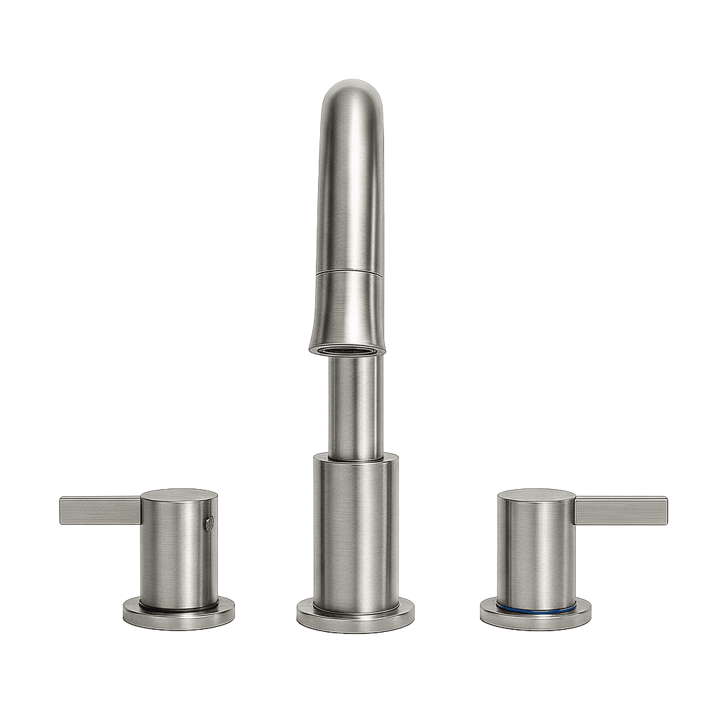 Brushed Nickel 3-Hole Bathroom Faucet, Dual 304 Stainless Steel Handles, Modern Lead-Free Ceramic Valve Faucet, 1.5 GPM Straight Spout for Sink