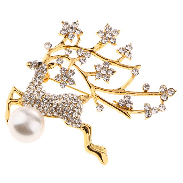 Delicado Perno De Broche Del Rhinestone De Elk Pteado Oro Para Joyería De s Mujeres Sunnimix Broche de broche de alces de color dorado