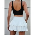 thumbnail image 4 of White Layered Pleated Mini Skirt - Multi-Tiered Folded Design With Adjustable Waistband - Breathable For Spring & Summer Outfits, 4 of 6