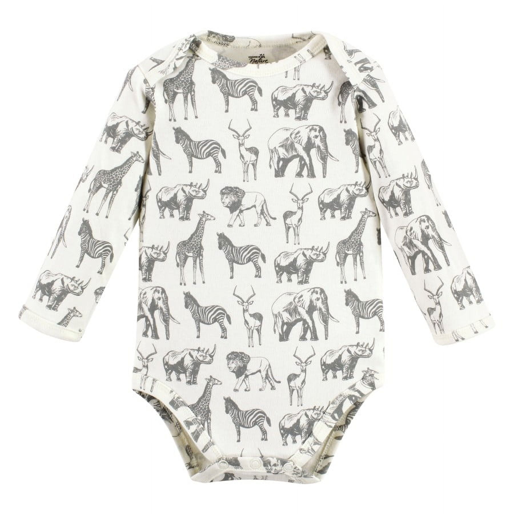 Touched by Nature Organic Cotton Long-Sleeve Bodysuits, Neutral Safari, 9-12 Months