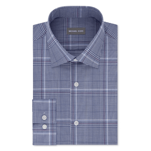 85$ Michael Kors Men's Regular Fit Airsoft Stretch Navy Non-Iron Shirt,15 32-33