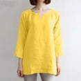 thumbnail image 2 of Oalirro Yellow Womens Long Sleeve Tops Dressy Casual Fall V Neck Solid Womens Dressy Casual Tops, 2 of 6