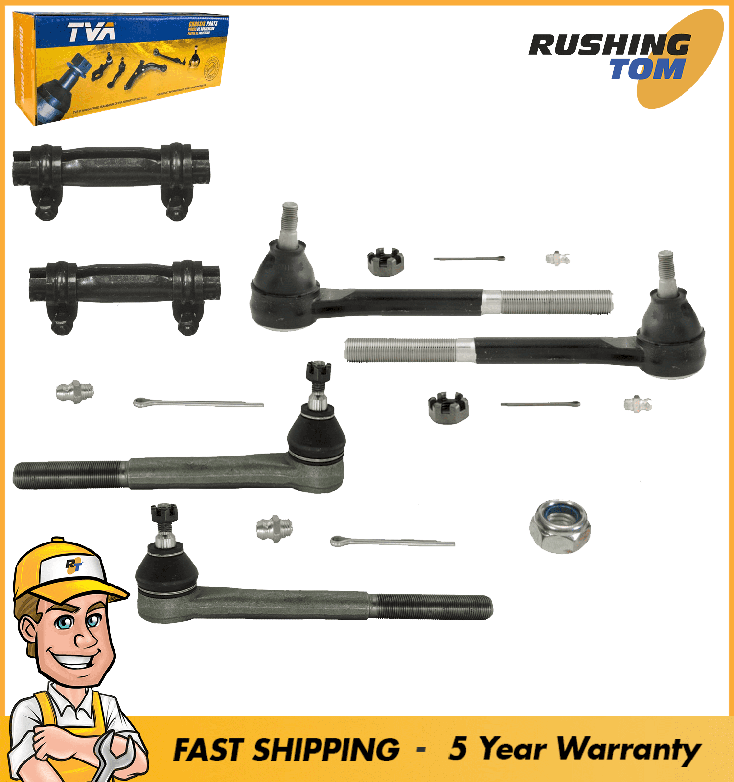 6Pc Kit Front Inner Outer Tie Rod Steering Kit For Chevrolet S10 GMC Jimmy RWD